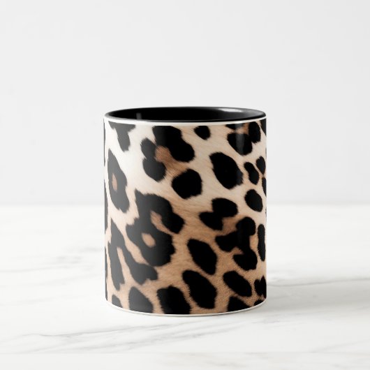 Tasse 2 Couleurs Pêcher Crème noire Leopard animal (Centre)