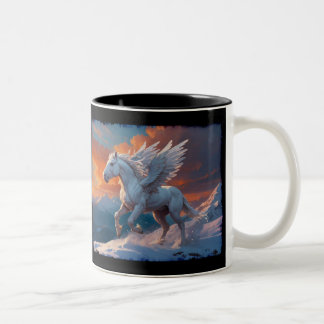 Tasse 2 Couleurs Pégase blanc dans les montagnes