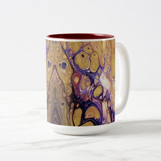 Tasse 2 Couleurs Peinture abstraite violette et or (Devant droit)