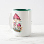 Tasse 2 Couleurs Peinture d'aquarelle botanique des champignons sau (Devant gauche)