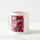 Tasse 2 Couleurs Peinture d'aquarelle rose Roses (Devant gauche)