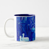 Tasse 2 Couleurs Peinture d'Art Contemporain Mariage Bleu (Gauche)