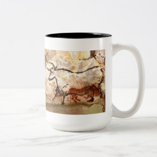 Tasse 2 Couleurs Peinture de caverne de Lascaux : Taureaux