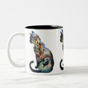 Tasse 2 Couleurs Peinture de chats Silhouette en Italie