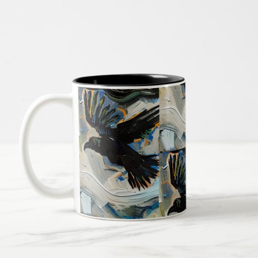 Tasse 2 Couleurs Peinture de corbeau (Gauche)