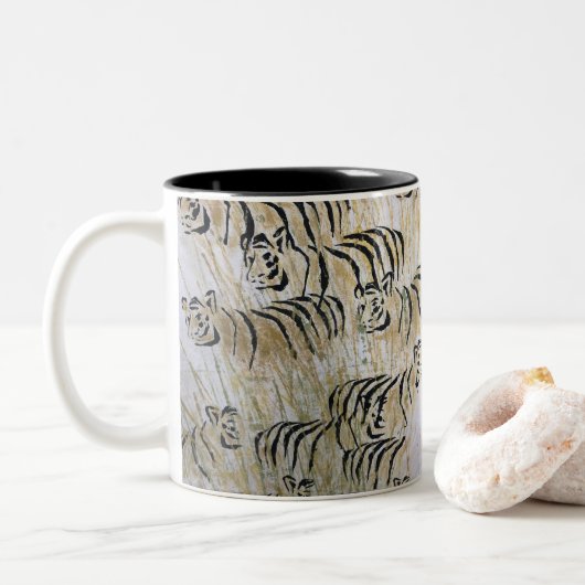 Tasse 2 Couleurs Peinture de tigre Art Motif (Avec donut)