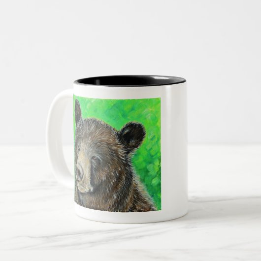 Tasse 2 Couleurs Peinture d'ours Brown réfléchie (Devant gauche)