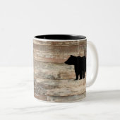 Tasse 2 Couleurs Peinture en bois d'ours noir style rustique (Devant droit)