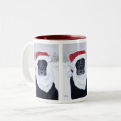Tasse 2 Couleurs Peinture noire de casquette de Père Noël de Noël (Devant gauche)