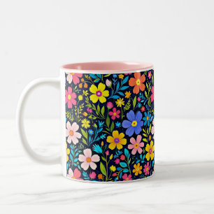 Tasse 2 Couleurs Peinture numérique florale motif fleurs