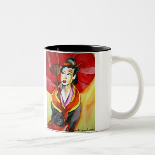 Tasse 2 Couleurs peinture originale d'aquarelle japonaise Geisha (Droit)