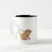 Tasse 2 Couleurs Pelican Tries to Eat Capybara Funny Cute Kawaii (Devant gauche)