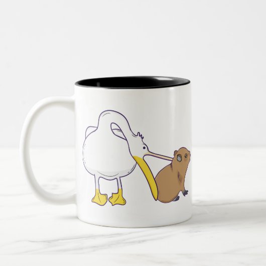 Tasse 2 Couleurs Pelican Tries to Eat Capybara Funny Cute Kawaii (Gauche)
