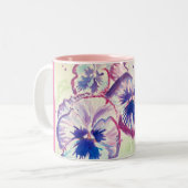 Tasse 2 Couleurs Pensée Pensées Fleur Violette Florale Rose (Devant gauche)