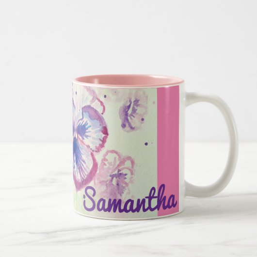Tasse 2 Couleurs Pensée Pensées Fleur Violette Florale Rose (Droit)