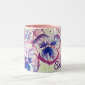 Tasse 2 Couleurs Pensée Pensées Fleur Violette Florale Rose (Centre)