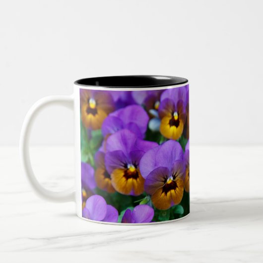 Tasse 2 Couleurs Pensées violettes et dorées (Gauche)
