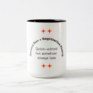 Tasse 2 Couleurs Penseur aventurier - Gemini Sun, Sagittarius Risi