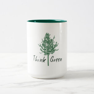 Tasse 2 Couleurs Pensez à l'arbre vert