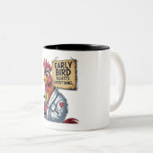 Tasse 2 Couleurs Père d'oiseau précoce - Rooster drôle (Devant droit)