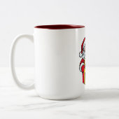 Tasse 2 Couleurs Père Noël avec boîte cadeau de Noël (Gauche)