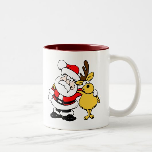 Tasse 2 Couleurs Père Noël avec le cerf (Droit)