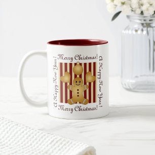Tasse 2 Couleurs Père Noël bonhomme en pain d'épice de Noël Stripe