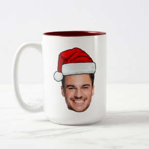 Tasse 2 Couleurs Père Noël Chapeau de Noël Photo de Visage Personna