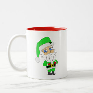 Tasse 2 Couleurs Père Noël chibi en costume vert