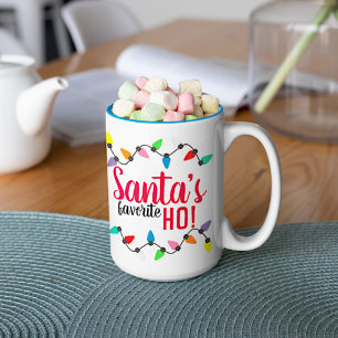 Tasse 2 Couleurs Père Noël drôle aide lumières de Noël à cordes