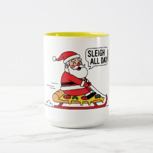 Tasse 2 Couleurs Père Noël en traîneau tout le jour de Noël