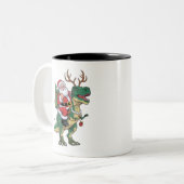 Tasse 2 Couleurs Père Noël équitation Dinosaur T-Rex Noël Escadron (Devant gauche)