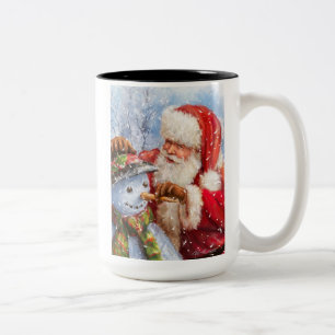 Tasse 2 Couleurs Père Noël et bonhomme de neige