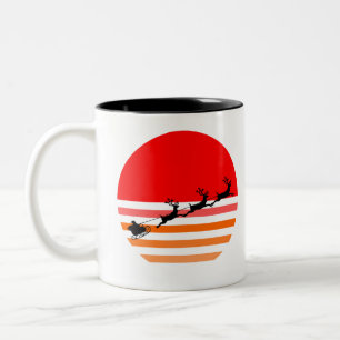 Tasse 2 Couleurs Père Noël et son Reindeer Drôle Retro cadeau de No