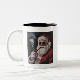 Tasse 2 Couleurs Père Noël fumeur fête drôle de Noël vacances 