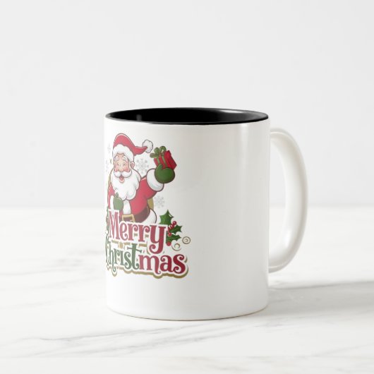 Tasse 2 Couleurs Père Noël Joyeux Noël Conception - Festif (Devant droit)