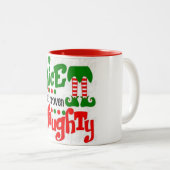 Tasse 2 Couleurs Père Noël ME DONNERA-T-IL UNE BRÈVE NOËL ? (Devant droit)