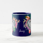 Tasse 2 Couleurs Père Noël Reindeer Photo Heart Frame (Centre)