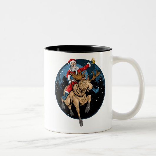 Tasse 2 Couleurs Père Noël Riding Moose Boire Beer (Droit)