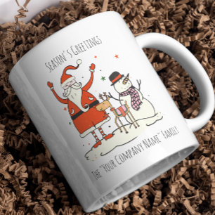 Tasse 2 Couleurs Père Noël Snowman Reindeer Joyeuses Fêtes