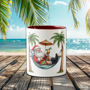 Tasse 2 Couleurs Père Noël sur un Noël île tropicale