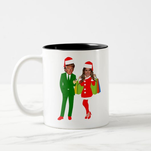 Tasse 2 Couleurs père Noël trump melania (Gauche)