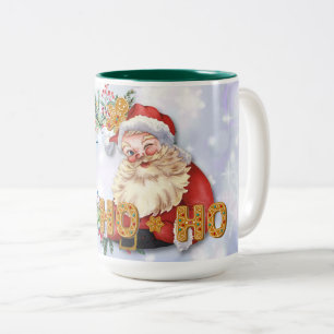 Tasse 2 Couleurs Père Noël Vintage et Gâteau de Pain d'Épice Ho-Ho-