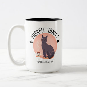Tasse 2 Couleurs Perfectionniste Chat Maman Amoureuse de Café Citat