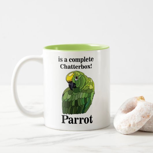 Tasse 2 Couleurs Perroquet Ara Oiseau Bavard Drôle (Avec donut)