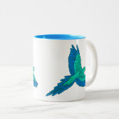 Tasse 2 Couleurs Perroquet en vol, Aqua et Bleu Cobalt (Devant droit)