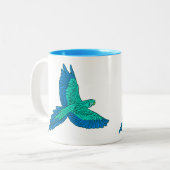 Tasse 2 Couleurs Perroquet en vol, Aqua et Bleu Cobalt (Devant gauche)