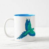 Tasse 2 Couleurs Perroquet en vol, Aqua et Bleu Cobalt (Gauche)