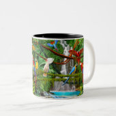 TASSE 2 COULEURS PERROQUETS AU PARADIS (Devant droit)