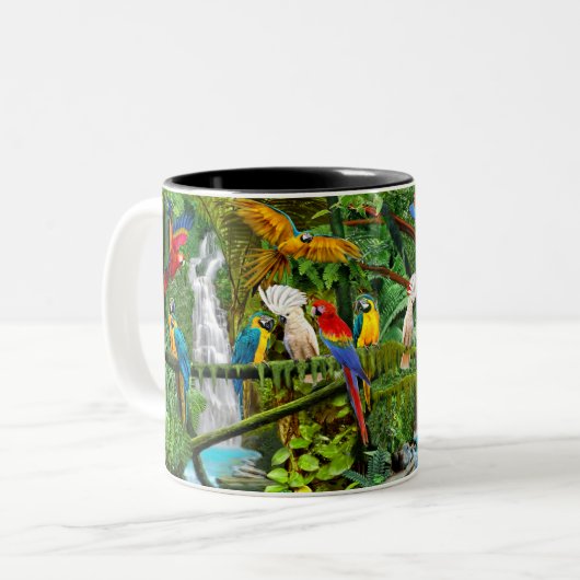 TASSE 2 COULEURS PERROQUETS AU PARADIS (Devant gauche)
